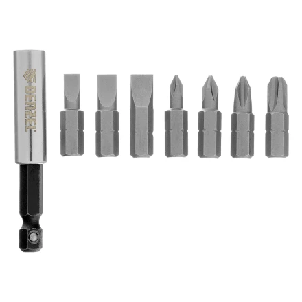 Набор бит с магнитным держателем, S2, 8 шт.// Denzel 133577 купить в Перми