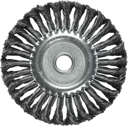 Щетка для УШМ 125 мм, посадка 22,2 мм, плоская, крученая металлическая проволока  MATRIX 74632 купить в Перми