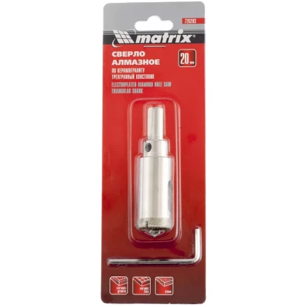 Сверло алмазное по керамограниту 14 х 67 мм 3-гранный хвостовик MATRIX 726143 купить в Перми
