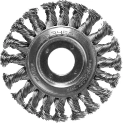 ЗУБР "ПРОФЕССИОНАЛ". Щетка дисковая для УШМ, плетеные пучки стальной проволоки 0,5мм, 100х22мм 35190-100_z02