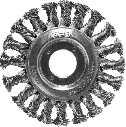 ЗУБР &quot;ПРОФЕССИОНАЛ&quot;. Щетка дисковая для УШМ, плетеные пучки стальной проволоки 0,5мм, 100х22мм 35190-100_z02 купить в Перми