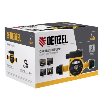 Циркуляционный насос CP25-4, напор 4 м, 50 л/мин, 1 м кабель, монт. длина 180 мм Denzel 99410 купить в Перми