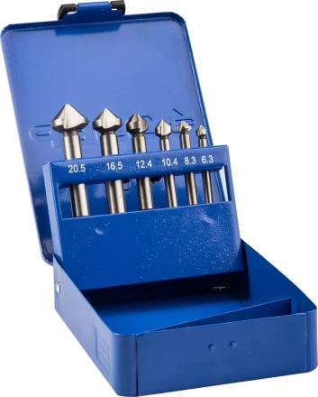 Набор ЗУБР Зенкеры &quot;ЭКСПЕРТ&quot; конусные с 3-я реж. кромками, сталь P6M5, для раззенковки М3, М4, М5, М6, М8, М10 29730-H6 купить в Перми