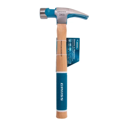 Молоток-гвоздодер, 680 г Gross 10425, угол 75, магнит, обрезиненная рукоятка AMERICAN HICKORY купить в Перми