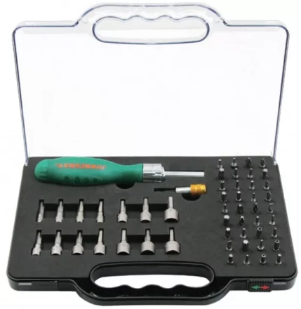 Отвертка трещоточная с набором бит и насадок 52 предмета DR0152S   Jonnesway 48820 купить в Перми