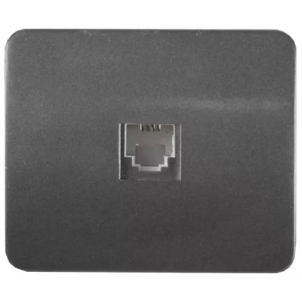 Розетка СВЕТОЗАР &quot;ГАММА&quot; телефонная, одинарная, без вставки и рамки, цвет темно-серый металлик SV-54117-DM купить в Перми