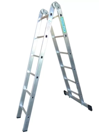 Лестница 2-х секционная алюминиевая шарнирная 2*6 1013315 купить в Перми