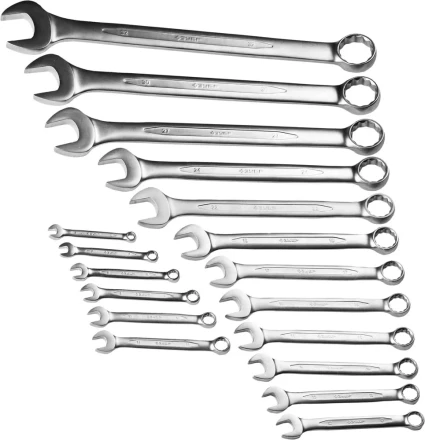 Набор ЗУБР &quot;ПРОФИ&quot;: Ключ гаечный комбинированный, Cr-V сталь, хромированный, 6-32мм, 18шт 27022-H18 купить в Перми