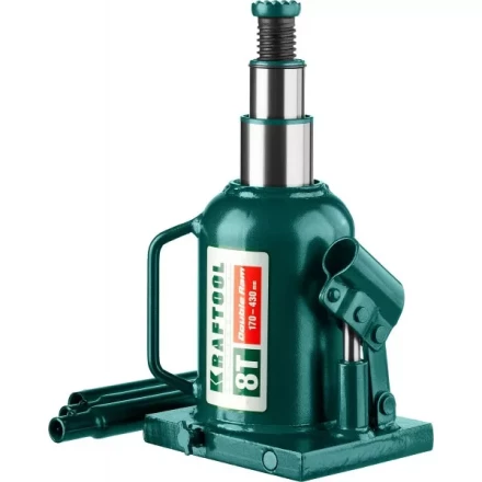 Домкрат гидравлический бутылочный &quot;Double Ram&quot;, сварной, телескопический, 8т, 170-430мм, KRAFTOOL 43463-8 43463-8 купить в Перми