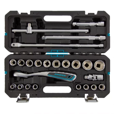 Набор инструментов 24 предмета, 120 зубьев, CrV, 1/2&quot; Gross 14147 купить в Перми