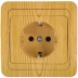 Розетка СВЕТОЗАР &quot;ГАММА&quot; с заземлением, одинарная, цвет ольха, 16А/~250В SV-54105-A купить в Перми