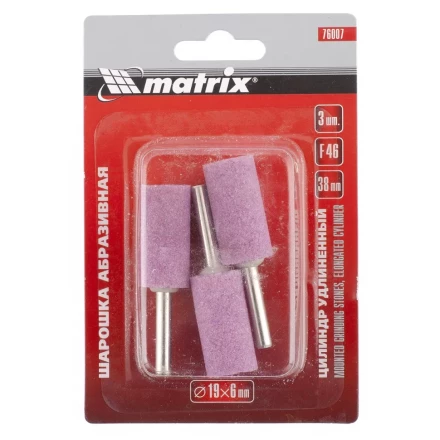 Шарошка абразивная цилиндр удлиненный 19 x 38 x 6 мм F46 3 штуки MATRIX 76007 купить в Перми