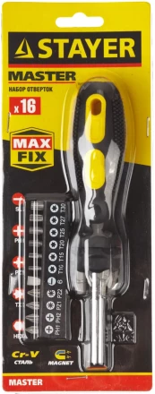 Набор STAYER &quot;MASTER&quot;: Отвертка-битодержатель, биты 25мм 15шт, 16 предметов 2545-H5_z01 купить в Перми