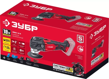 ЗУБР C1-18, 18 В, OQIS, без АКБ, реноватор, набор насадок (МФИ-18 Н) купить в Перми