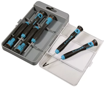 Набор отверток для точной механики,  CrMo, двухкомпонентные рукоятки, 6шт., пласт. бокс  GROSS 13347 купить в Перми