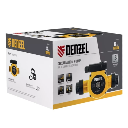 Циркуляционный насос CP25-8, напор 8 м, 130 л/мин, 1 м кабель, монт. длина 180 мм Denzel 99412 купить в Перми