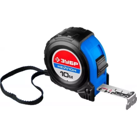 Рулетка ЗУБР &quot;НЕЙЛОН&quot;, нейлоновое покрытие, упрочненное полотно, ударопрочный обрезиненный корпус, 10м/25мм 34056-10-25_z01 купить в Перми