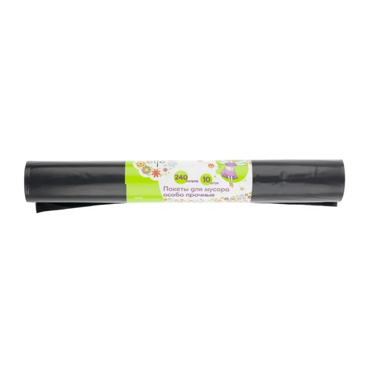 Пакеты для мусора 240 л 10 шт пвд особопрочные черные длинный ролик Elfe 92730 купить в Перми