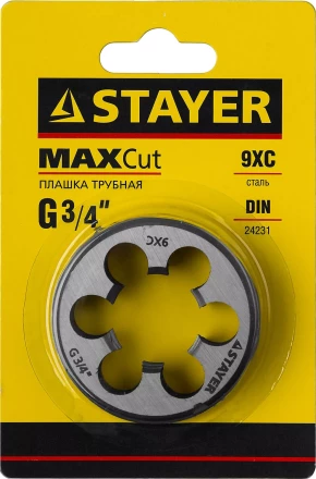 Плашка круглая ручная STAYER &quot;MASTER&quot;, сталь 9ХС, для трубной резьбы G 3/4`` 28029-3/4 купить в Перми