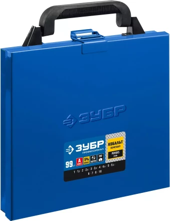 ЗУБР Кобальт, 99 шт, (1-10 мм), сталь Р6М5К5, класс А, мет.бокс, набор сверл по металлу, Профессионал (29626-H99) купить в Перми