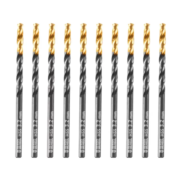 Сверло по металлу, 3,2 мм, HSS-Tin, Golden Tip, 10 шт. Denzel 717206 купить в Перми