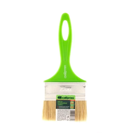 Кисть флейцевая &quot;Евро&quot;, 75 x 8, натуральная щетина, пластиковая ручка Сибртех 83303 купить в Перми