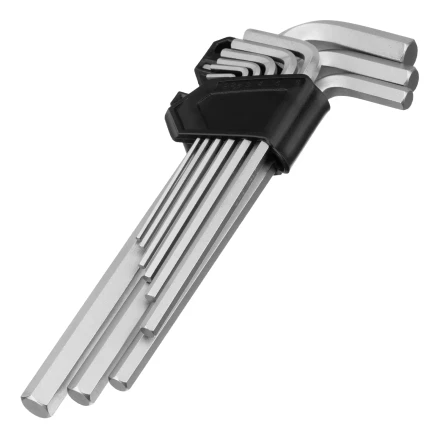 Набор ключей имбусовых, HEX, 2-12 мм, CrV, 9 шт., удлиненные Сибртех 123697 купить в Перми