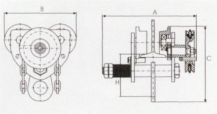 Тележка для тали с цепным приводом GCL610 LB г-п 5 тонн H=18 метра купить в Перми