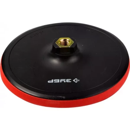 Тарелка опорная ЗУБР &quot;МАСТЕР&quot; пластиковая для УШМ под круг на липучке, мягкая полиуретановая прокладка, d 150 мм, М14 35782-150 купить в Перми