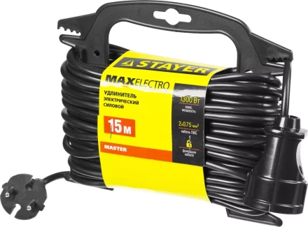 Удлинитель электрический &quot;MAXElectro&quot; на маленькой рамке, 15 м, 1 гнездо, STAYER 55014-15 купить в Перми
