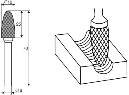 Борфреза Аркоподобная закругленная F 6х12 Энкор 21710 купить в Перми