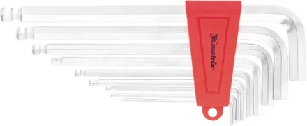 Набор ключей шестигранных имбусовых HEX, 1,5–10 мм, CrV,  9 шт., экстра-длин, c шаром, сатин  MATRIX 16410 купить в Перми