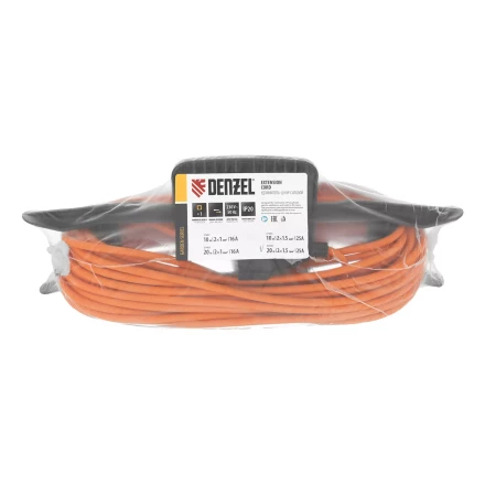 Удлинитель-шнур силовой Denzel Garden Series 37404, б/з, ПВС, 20м, 1 розетка, 2 x 1,5 мм, 3 м купить в Перми