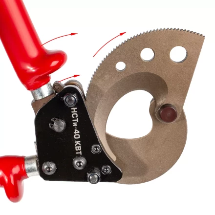 Секторные ножницы диэлектрические КВТ НСТи-40 для резки кабелей до 40 мм, проводов АС со стальным сердечником и прутков из низкоуглеродистой стали (84395) купить в Перми