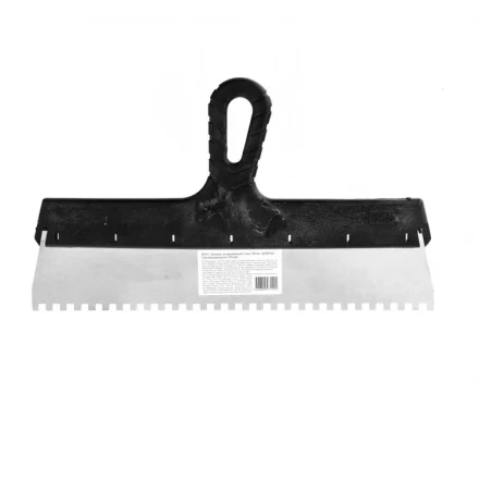 Шпатель  из нержавеющей стали 350 мм зуб 6 х 6 мм пластмассовая ручка 85141 купить в Перми