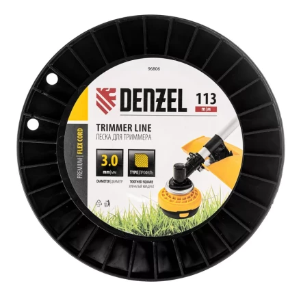 Леска для триммера зубчатый квадрат, 3,0мм х 113м, на DIN катушке FLEX CORD// Denzel 96806 купить в Перми