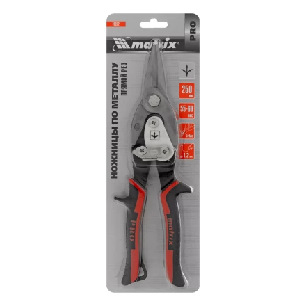 Ножницы по металлу Matrix, 250 мм, прямой рез, сталь CRMO, двухкомпонентные рукоятки, PRO 78322 купить в Перми
