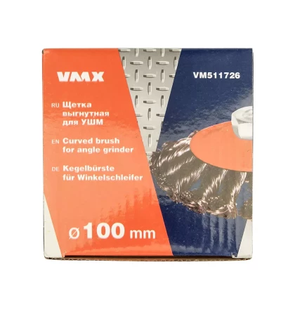 Щетка для УШМ М14/100 мм выгнутая сталь витая VMX 511726 купить в Перми