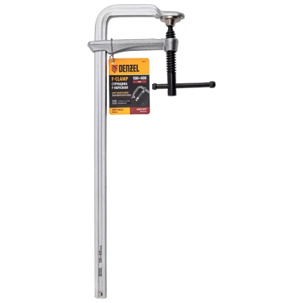 Струбцина F-образная Denzel 20471, 100x400мм, кованая купить в Перми