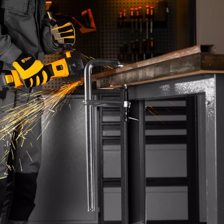 Струбцина F-образная Denzel 20471, 100x400мм, кованая купить в Перми