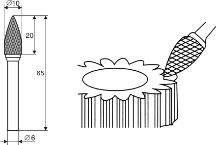 Борфреза Аркоподобная заостренная G 6х10 Энкор 21712 купить в Перми