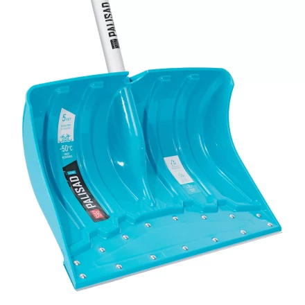 Лопата-скрепер для уборки снега Palisad 61797, полипропилен, 460х320х1300 мм, алюминиевый черенок, ПВХ, LUXE купить в Перми