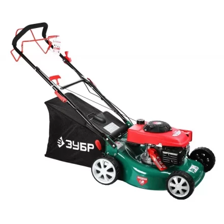 Газонокосилка ЗУБР бензиновая, самоход, 10 ступ. (25-75мм), 60л травосборник, 135см3, 460мм, 3.3кВт ЗГКБ-460СТ купить в Перми