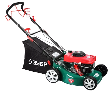 Газонокосилка ЗУБР бензиновая, самоход, 10 ступ. (25-75мм), 60л травосборник, 135см3, 460мм, 3.3кВт ЗГКБ-460СТ купить в Перми