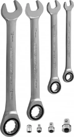 Набор ключей комбинированных трещеточных 10-19мм адаптеры 8предметов Jonnesway W45508S 48880 купить в Перми