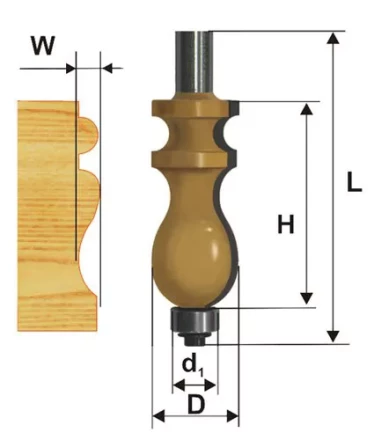 Фреза кромочная фигурная Ф222Х413 мм хвостовик 12 мм 46408 купить в Перми