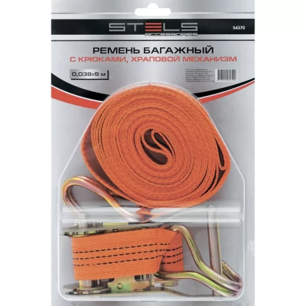 Ремень багажный с крюками 0.038х8 м храповый механизм STELS 54372 купить в Перми