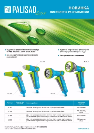 Пистолет-распылитель Palisad, регулируемый, с курком, Luxe 65797 купить в Перми