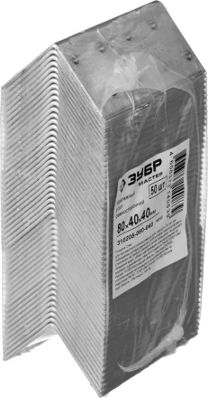 Крепежный угол ЗУБР &quot;МАСТЕР&quot; равносторонний, 80х40х40мм, 50 шт 310205-080-040 купить в Перми