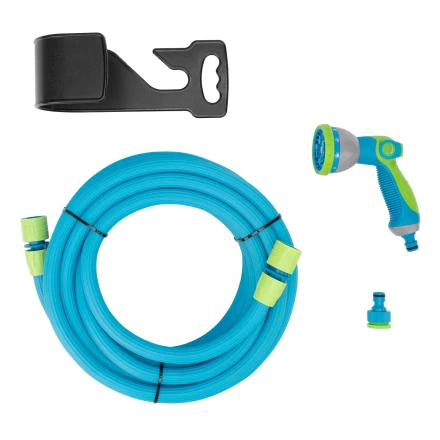 Набор поливочный Palisad 67671, шланг 7,5-22,5м, пистолет 8 реж., чехол, подвес, LUXE купить в Перми